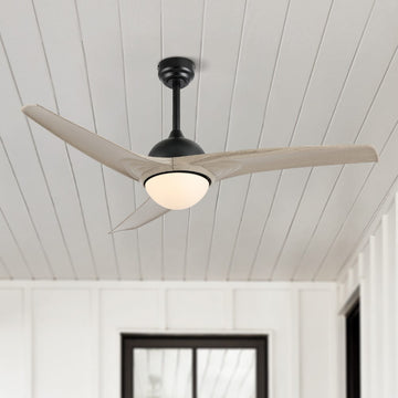 Sully 52" Contemporary Industrial Iron/Plastic Mobile-App/Remote-Controlled 6-Speed Propeller Integrated LED Ceiling Fan - JONATHAN Y